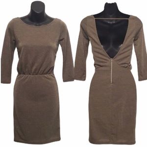 🆕 NWT Backless Long Sleeve Brown Glitter Dress